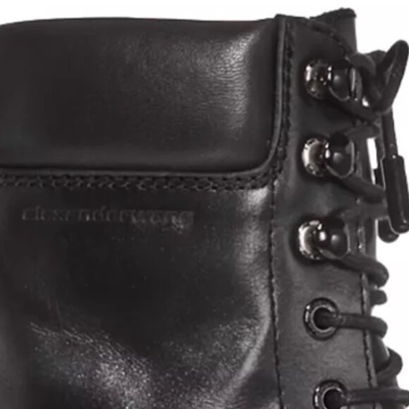 Alexander Wang Atlas Leather Lace-Up Platform Combat Rugged Boots in Black - Picture 15 of 16
